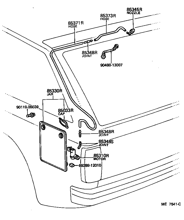 90099-33299 HOSE, REAR WASHER (FROM JOINT TO NOZZLE) product image