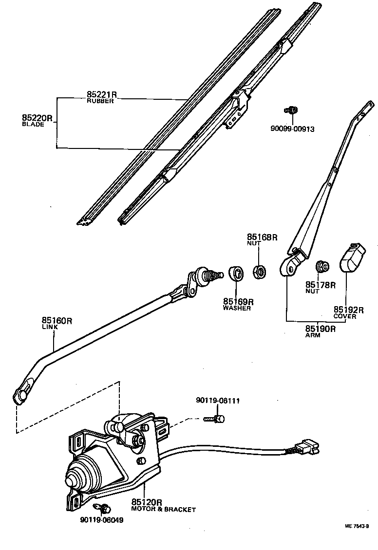 85192-14020 COVER, REAR WIPER ARM product image