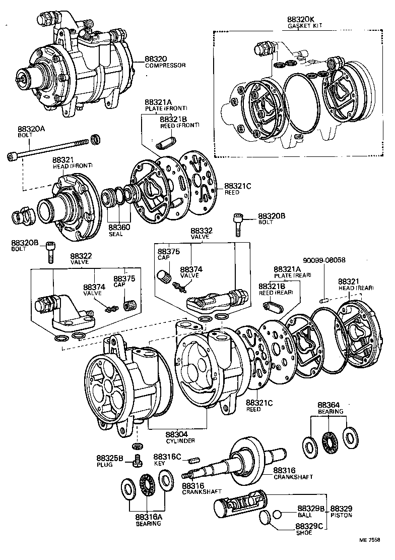 04881-22030 GASKET KIT, COOLER COMPRESSOR OVERHAUL product image