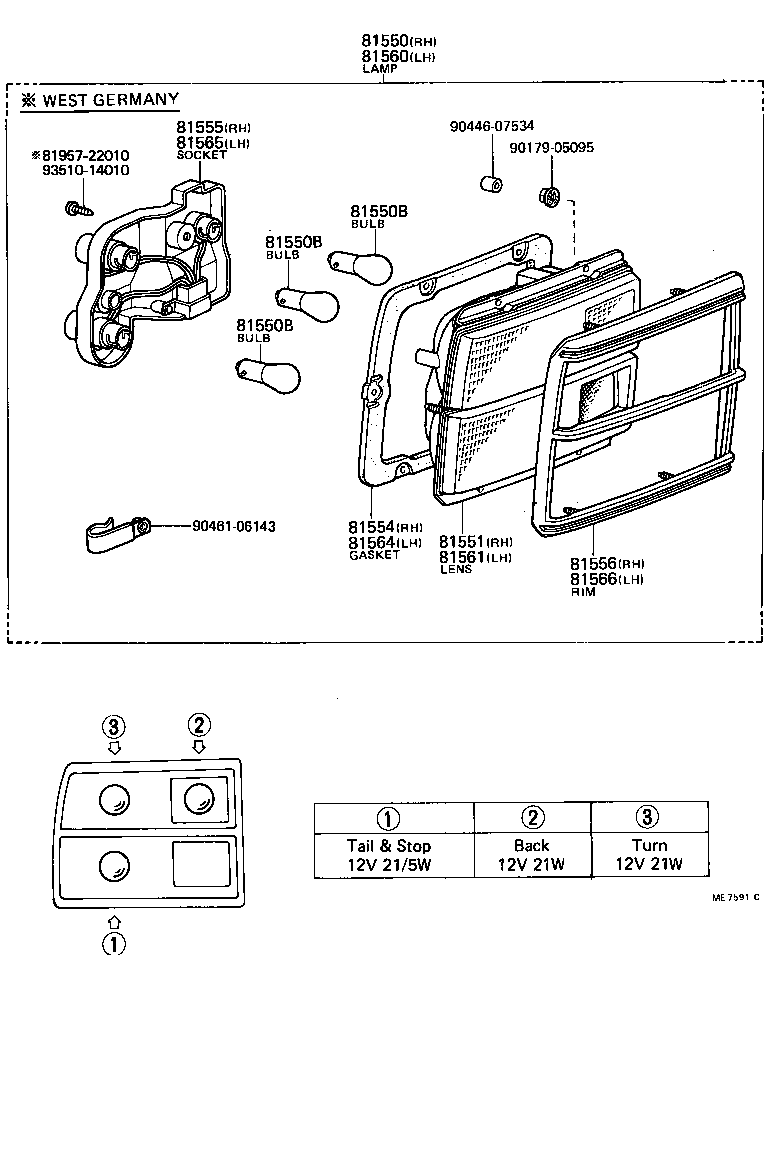 81550-80091 LAMP ASSY, REAR COMBINATION, RH product image