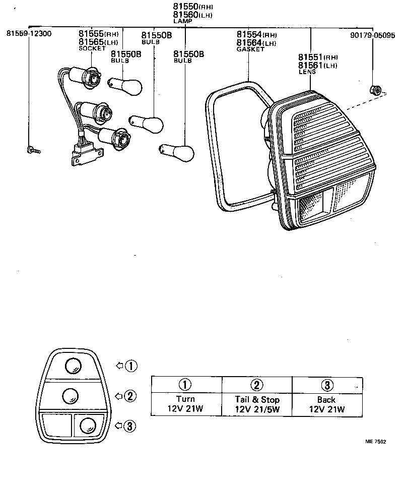 81550-80091 LAMP ASSY, REAR COMBINATION, RH product image