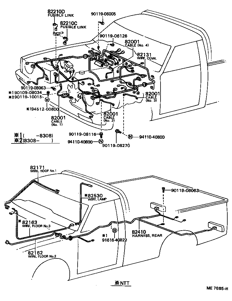 82164-92301 HARNESS ASSY, WIRING TO REAR LAMP product image
