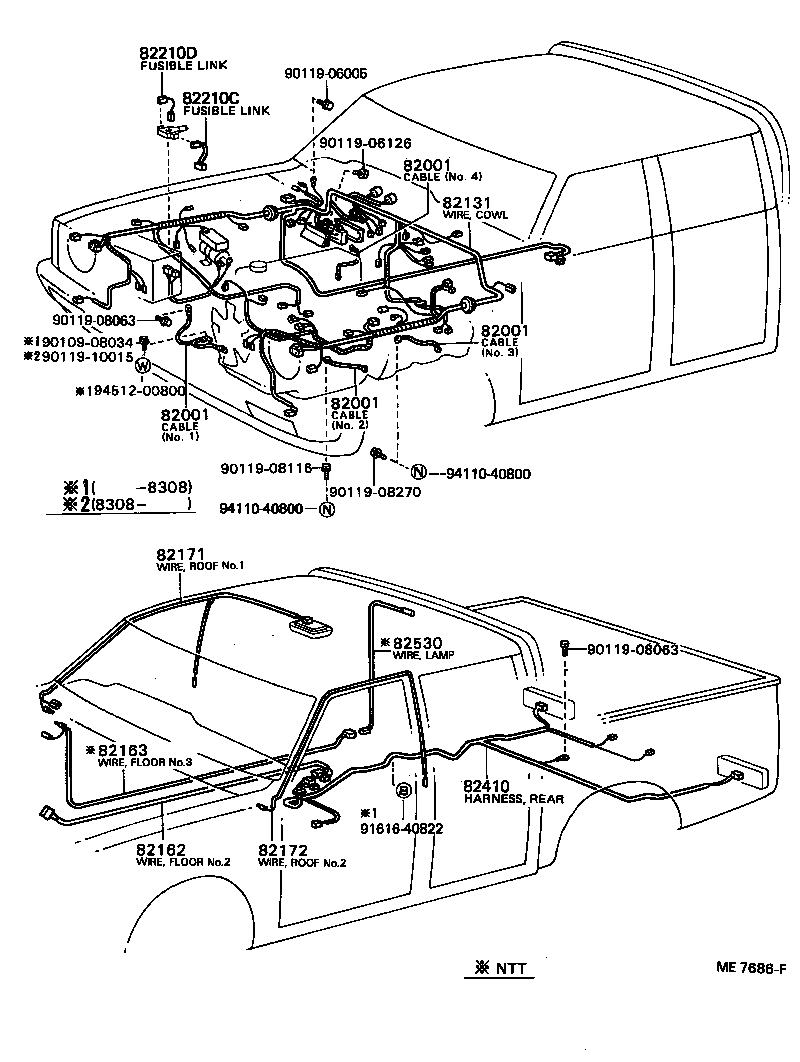 82164-92301 HARNESS ASSY, WIRING TO REAR LAMP product image