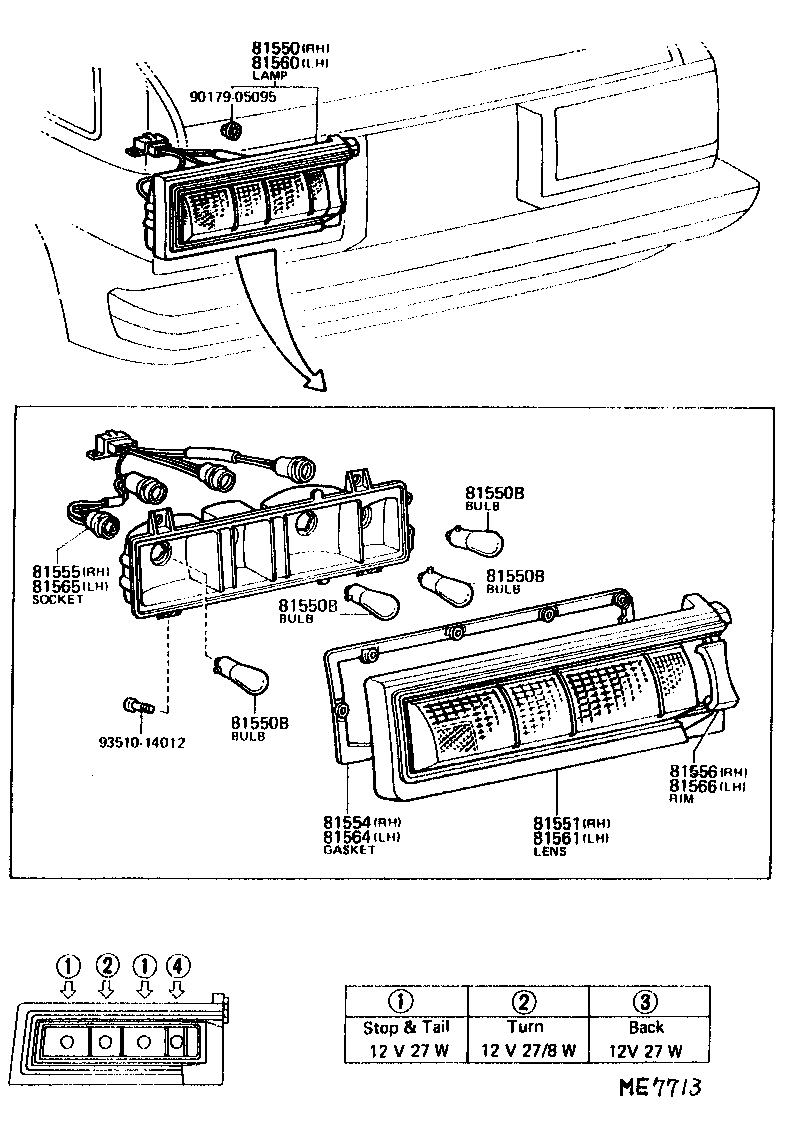 81550-80025 LAMP ASSY, REAR COMBINATION, RH product image