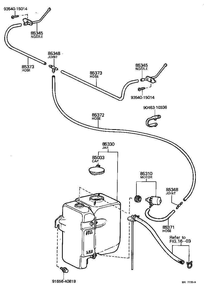 85344-60010 HOSE, WINDSHIELD WASHER (FROM JOINT TO NOZZLE) product image