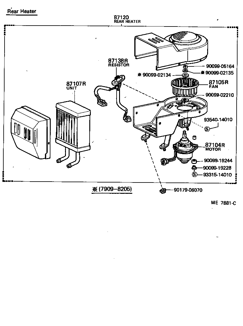 87104-36041 MOTOR SUB-ASSY, REAR HEATER BLOWER product image