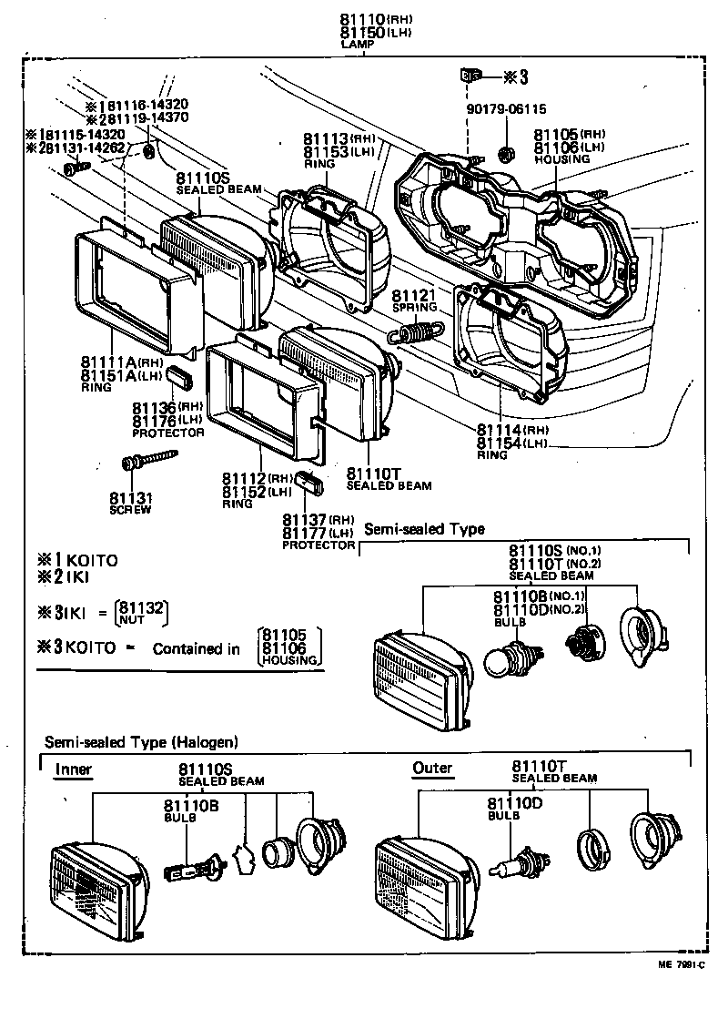 81111-14370 RING, SEALED BEAM RETAINING, NO.1 RH product image