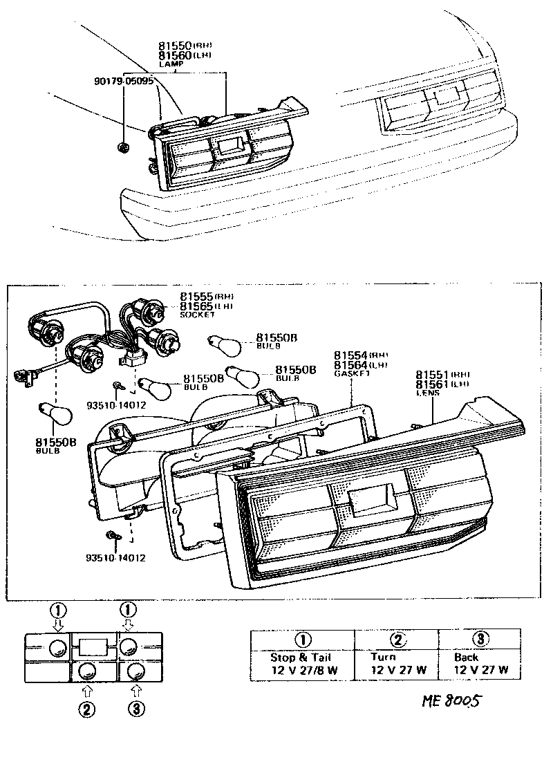 81550-80025 LAMP ASSY, REAR COMBINATION, RH product image