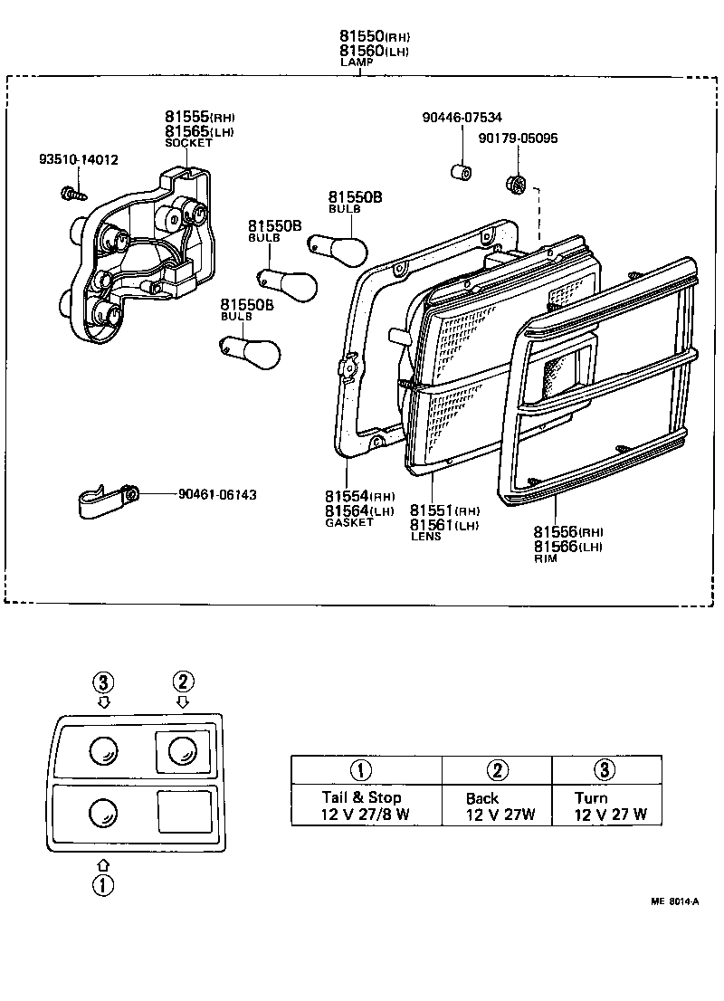 Toyota 81550-80048 LAMP ASSY, REAR COMBINATION, RH