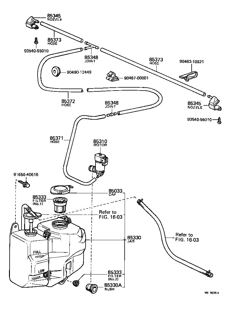 Toyota 90099-33332 HOSE, WINDSHIELD WASHER (FROM JOINT TO JOINT), NO.1