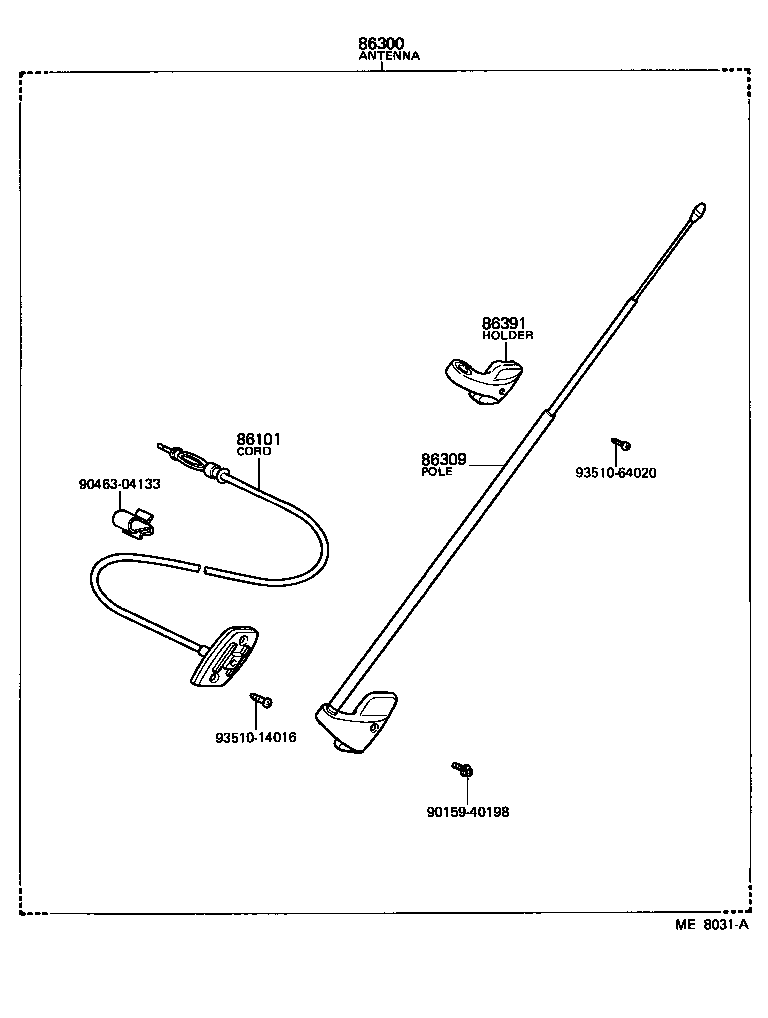 Toyota 86300-16030 ANTENNA ASSY, W/HOLDER