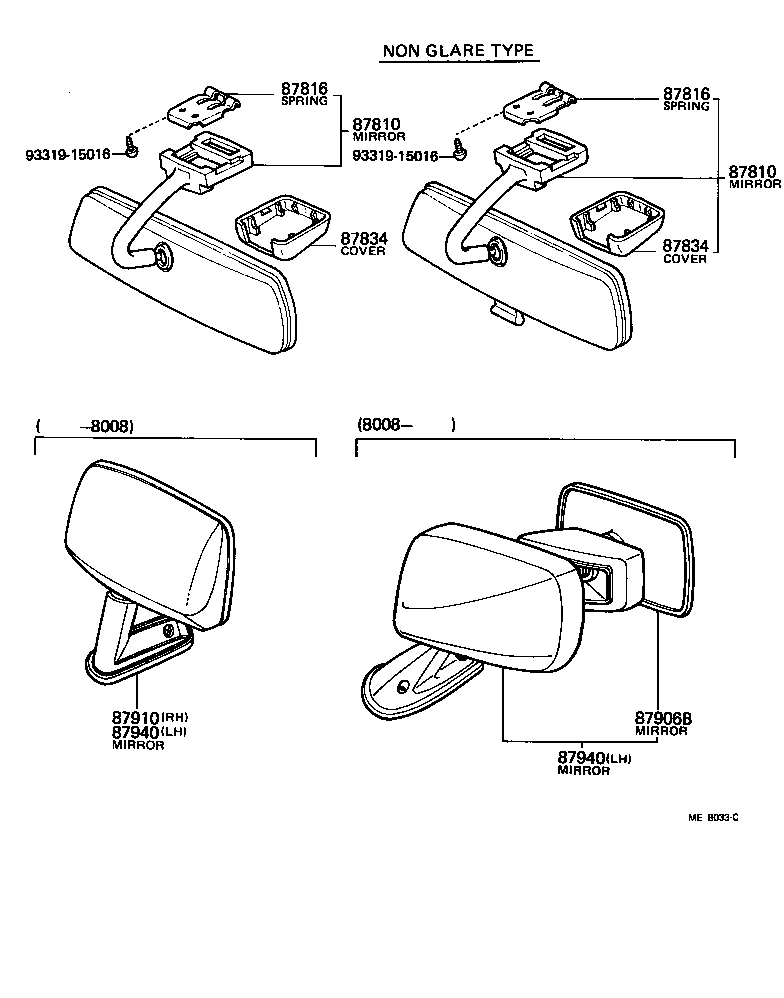 87910-16080 MIRROR ASSY, OUTER REAR VIEW, RH product image