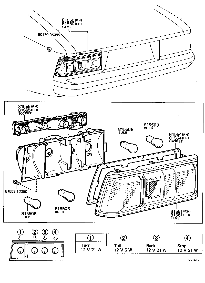 81550-80065 LAMP ASSY, REAR COMBINATION, RH product image