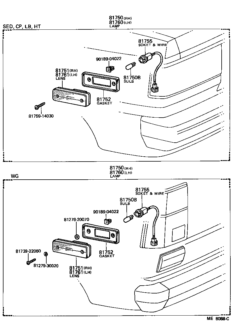 Toyota 81750-29145 LAMP ASSY, REAR SIDE MARKER, RH
