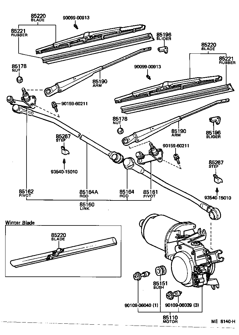 85190-30210 ARM ASSY, WINDSHIELD WIPER product image