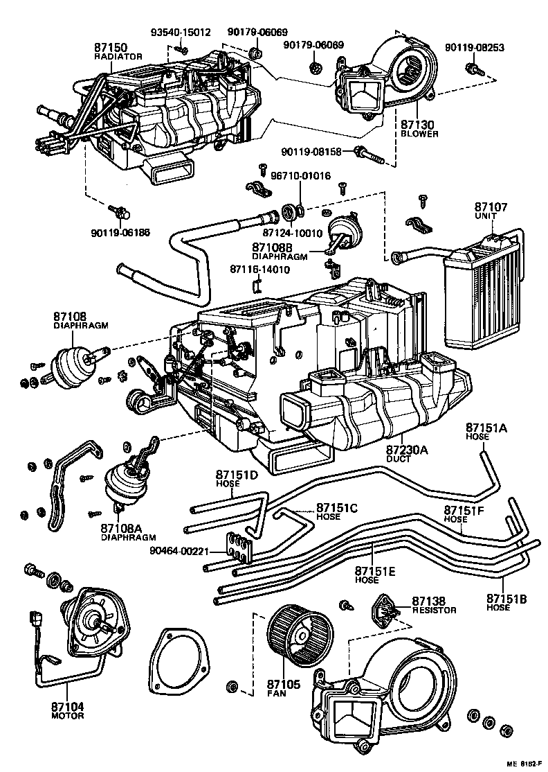 87108-30320 DIAPHRAGM SUB-ASSY, BI-LEVEL DOOR CONTROL product image