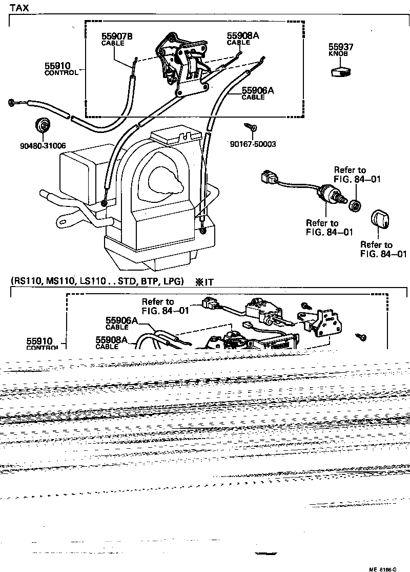 55907-30100 CABLE SUB-ASSY, TEMPERATURE DAMPER CONTROL product image