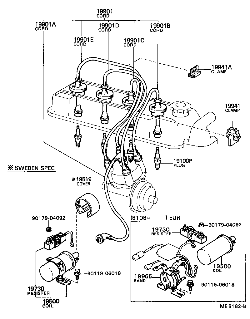 90072-76849 CORD, SPARK PLUG RESISTIVE, NO.2 product image