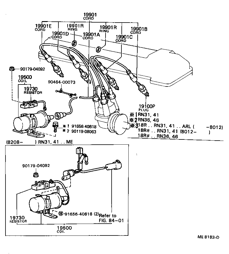 90919-21162 CORD SET, COIL & SPARK, W/RESISTIVE product image