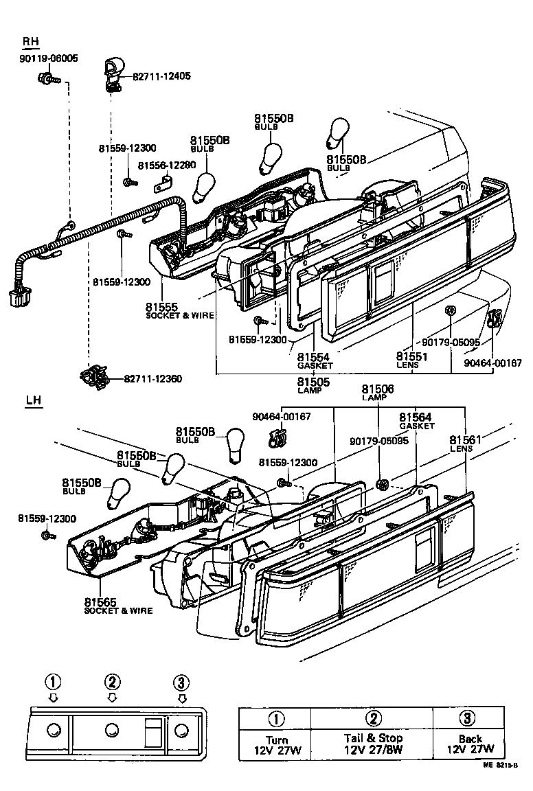 Toyota 81550-80120 LAMP ASSY, REAR COMBINATION, RH