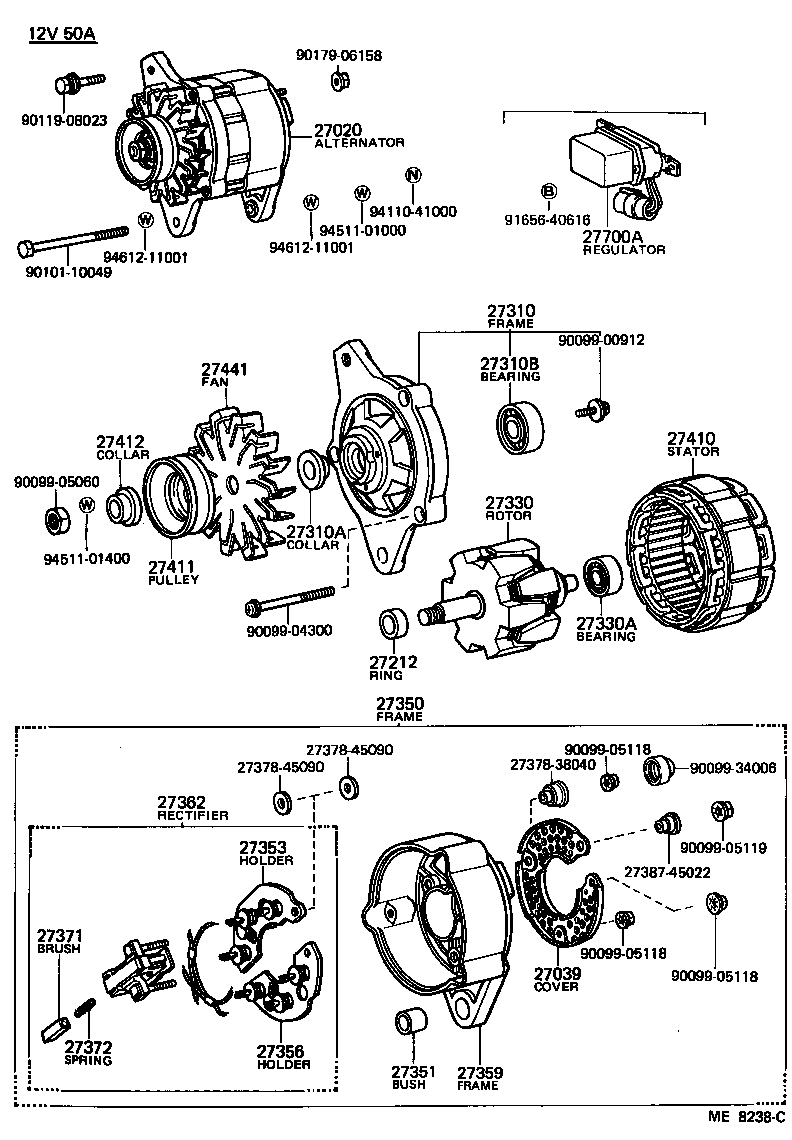 Toyota 27359-26100 FRAME, ALTERNATOR RECTIFIER END