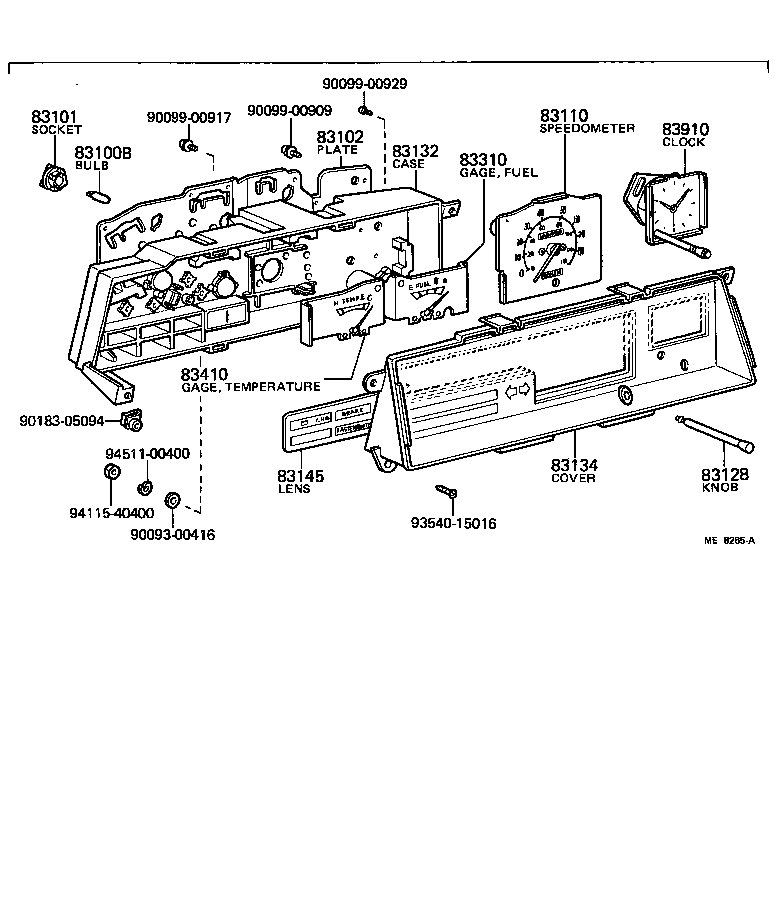 Toyota 83133-12280 COVER, COMBINATION METER, NO.1