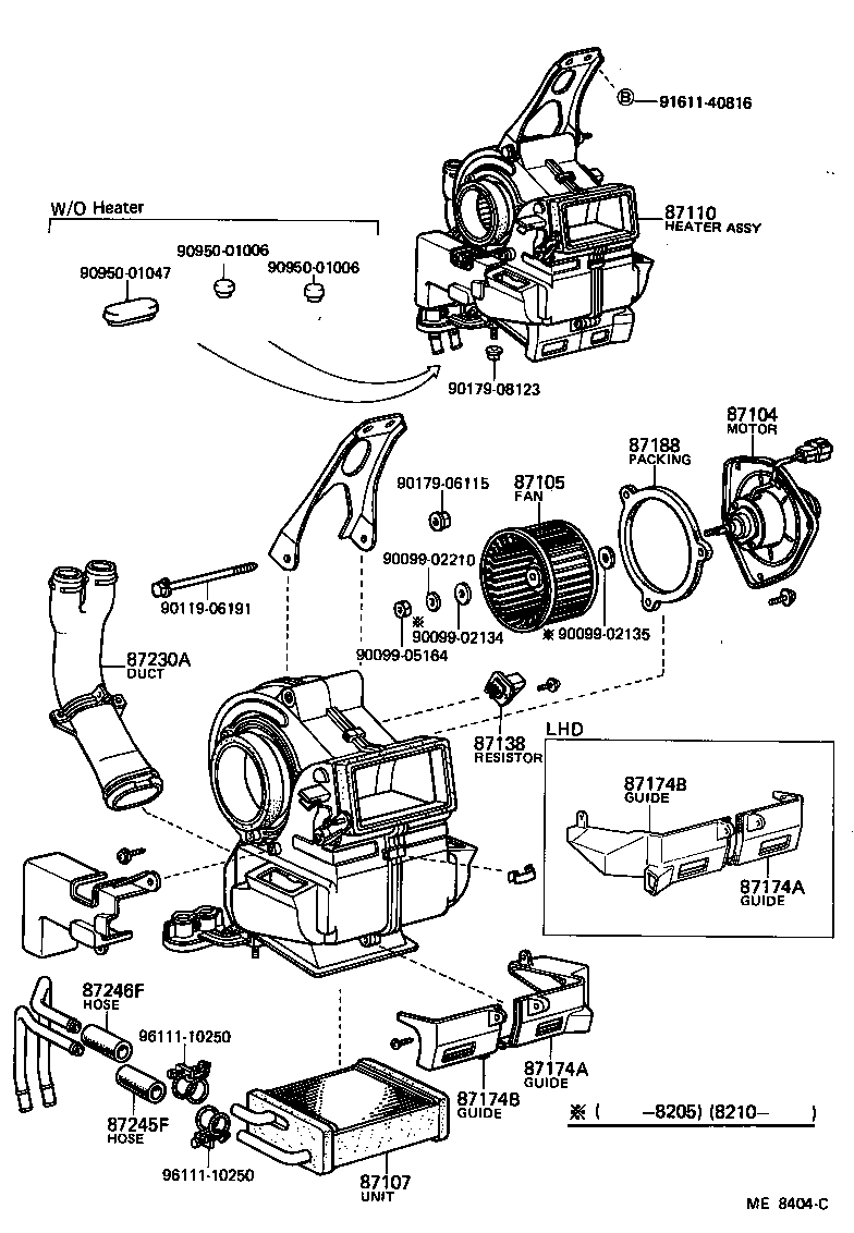 87107-95403 UNIT SUB-ASSY, HEATER RADIATOR product image