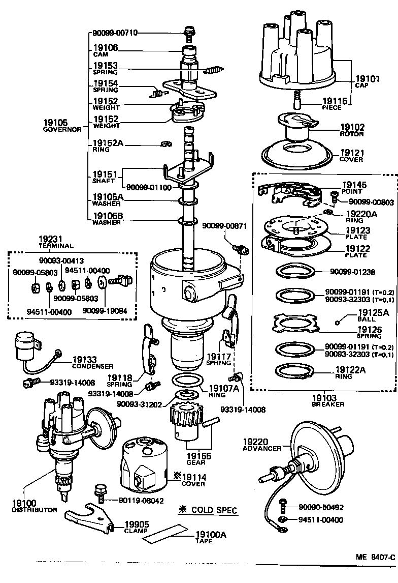 19100-13400 DISTRIBUTOR ASSY product image