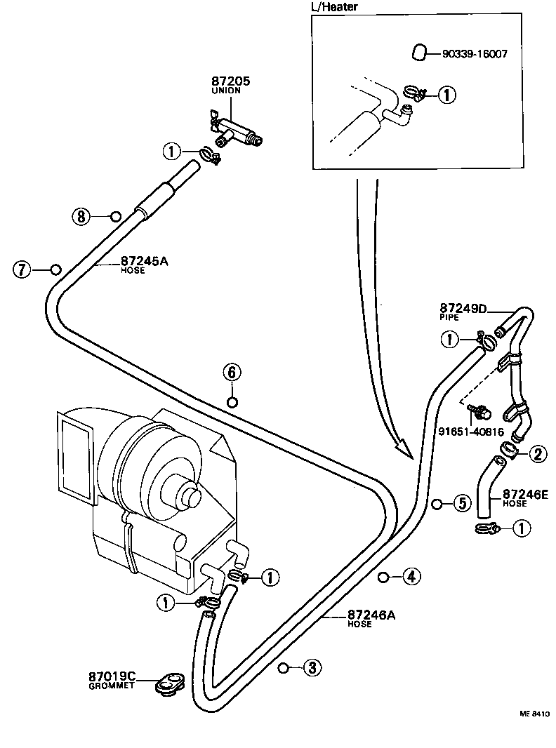 87206-60101 JOINT OR UNION, FRONT HEATER HOSE THROUGH OR INLET VALVE product image
