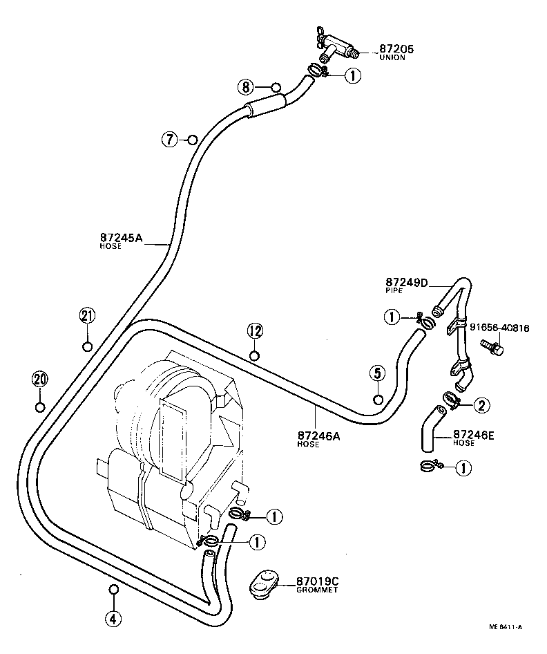 87206-60101 JOINT OR UNION, FRONT HEATER HOSE THROUGH OR INLET VALVE product image