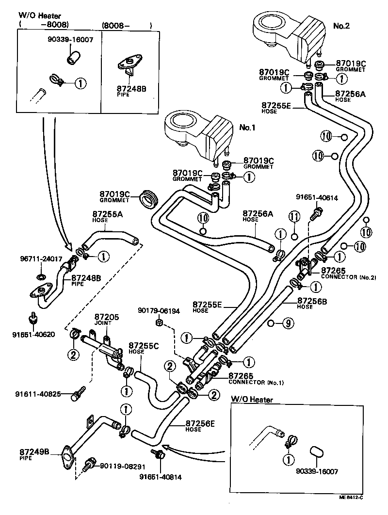 87209-36210 HOSE, REAR HEATER WATER OUTLET, E (TO ENGINE) product image