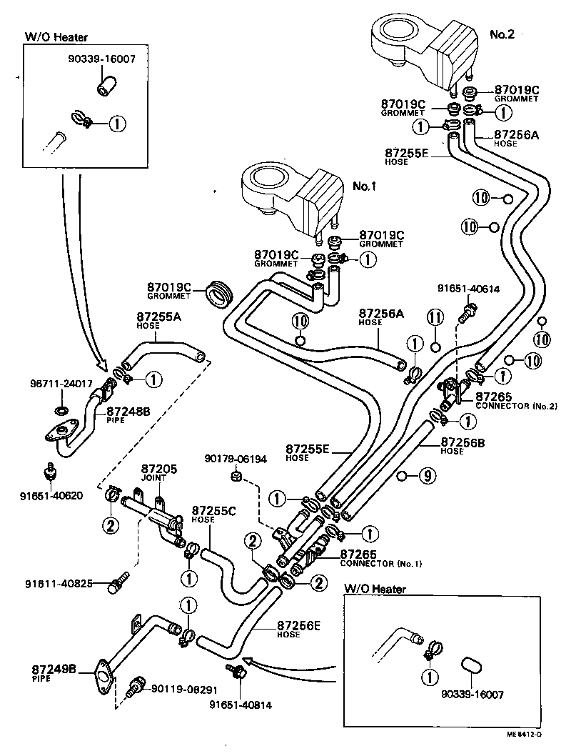 87206-60101 JOINT OR UNION, FRONT HEATER HOSE THROUGH OR INLET VALVE product image