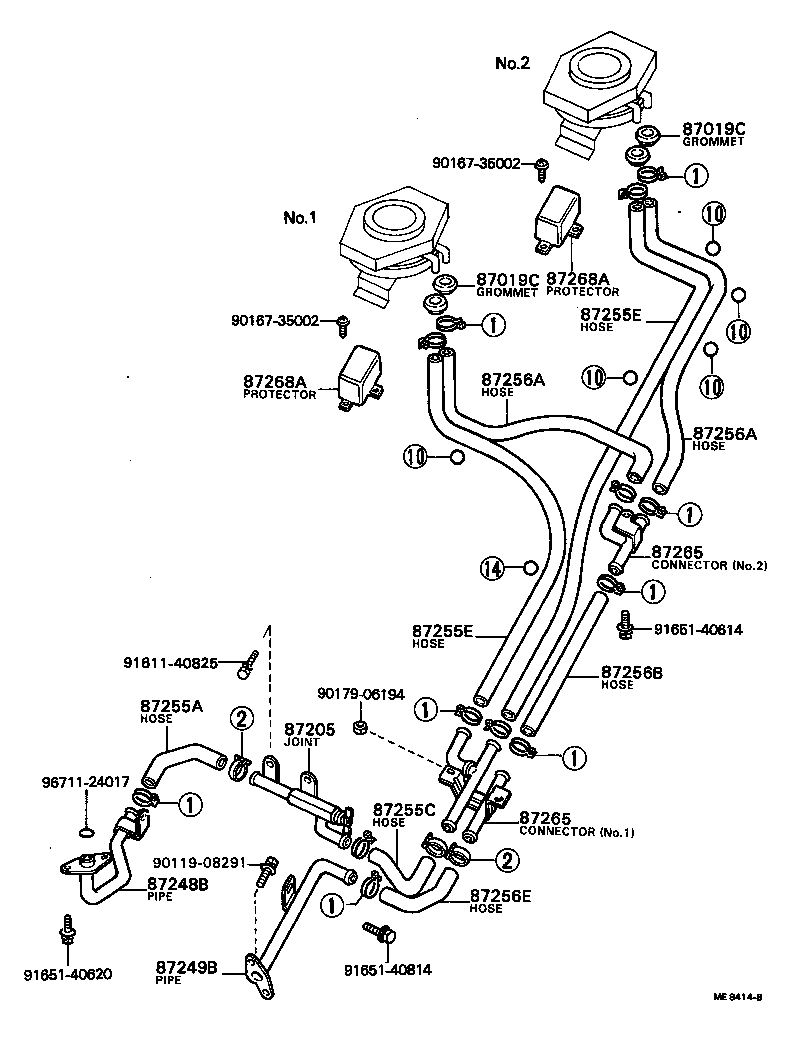 87209-36210 HOSE, REAR HEATER WATER OUTLET, E (TO ENGINE) product image