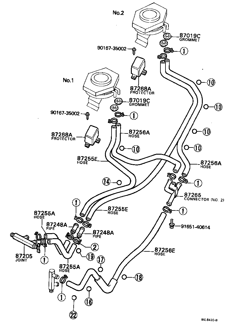 87209-36210 HOSE, REAR HEATER WATER OUTLET, E (TO ENGINE) product image