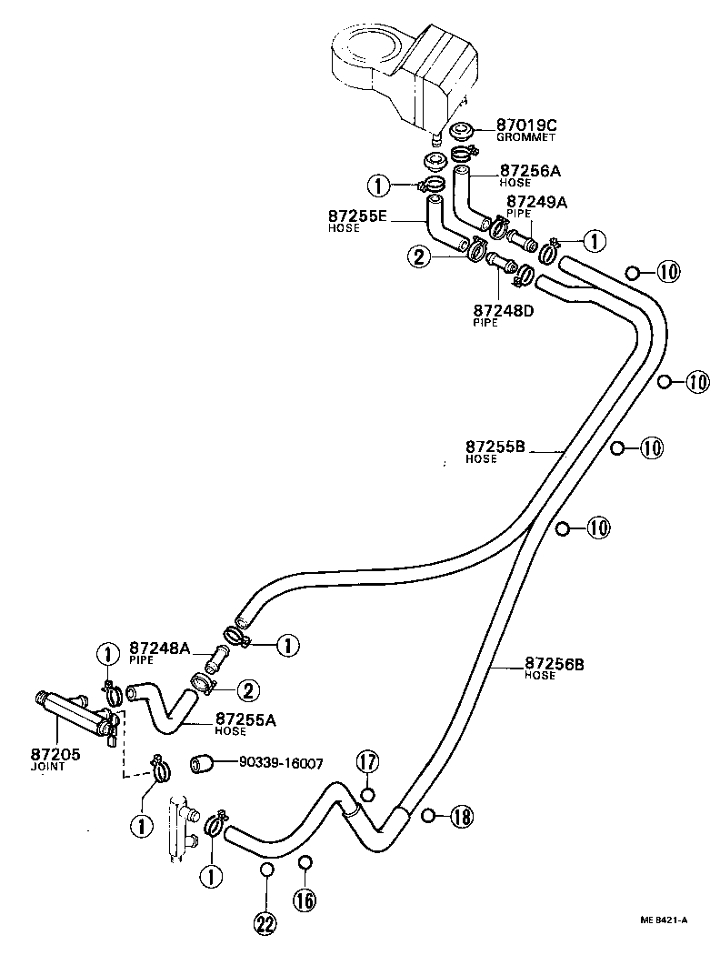 87206-60101 JOINT OR UNION, FRONT HEATER HOSE THROUGH OR INLET VALVE product image