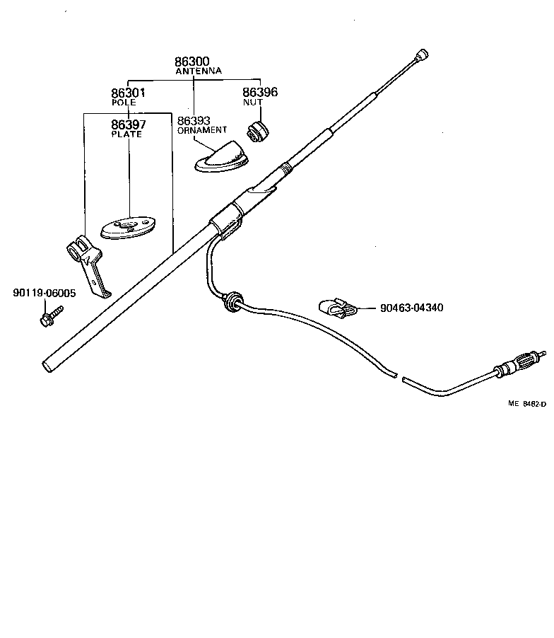 Toyota 86300-12191 ANTENNA ASSY, W/HOLDER