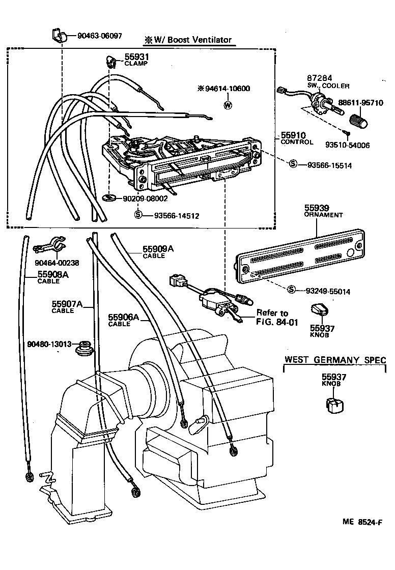 55905-95702 KNOB, HEATER CONTROL LEVER product image