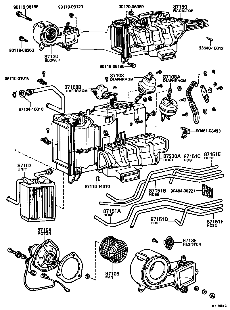 87108-30320 DIAPHRAGM SUB-ASSY, BI-LEVEL DOOR CONTROL product image