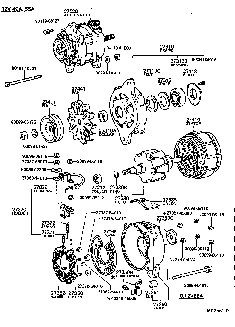 27020-54140 ALTERNATOR ASSY product image