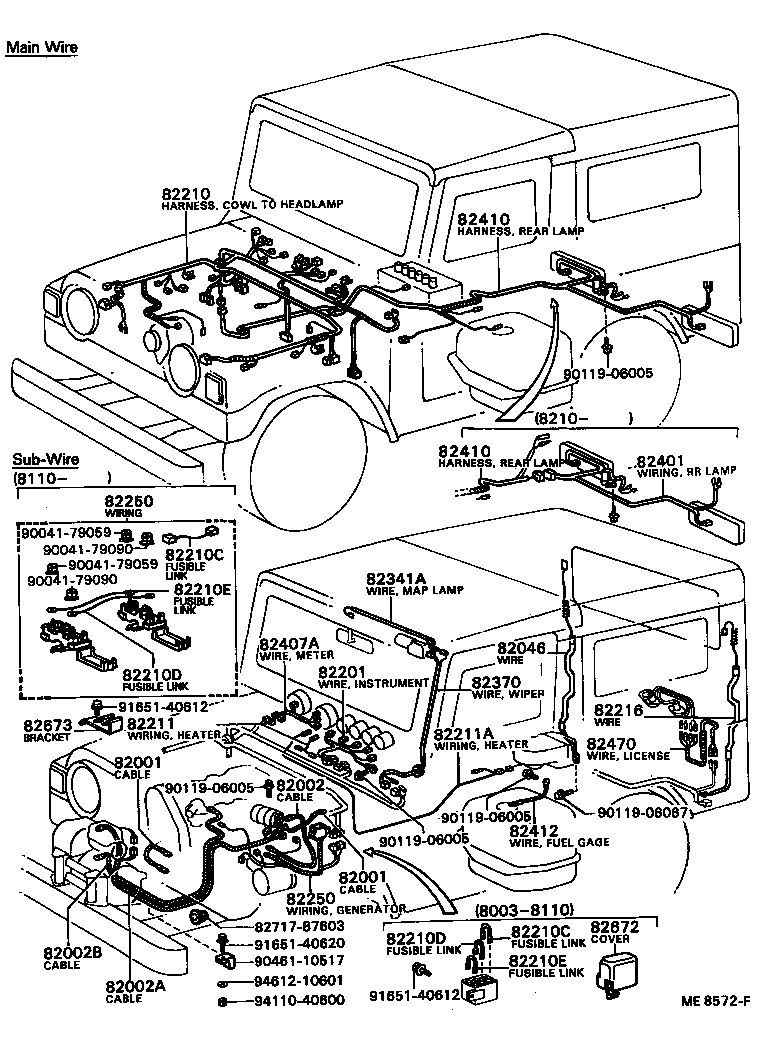82046-87601 WIRE SUB-ASSY, REAR WINDOW DEFOGGER EARTH product image