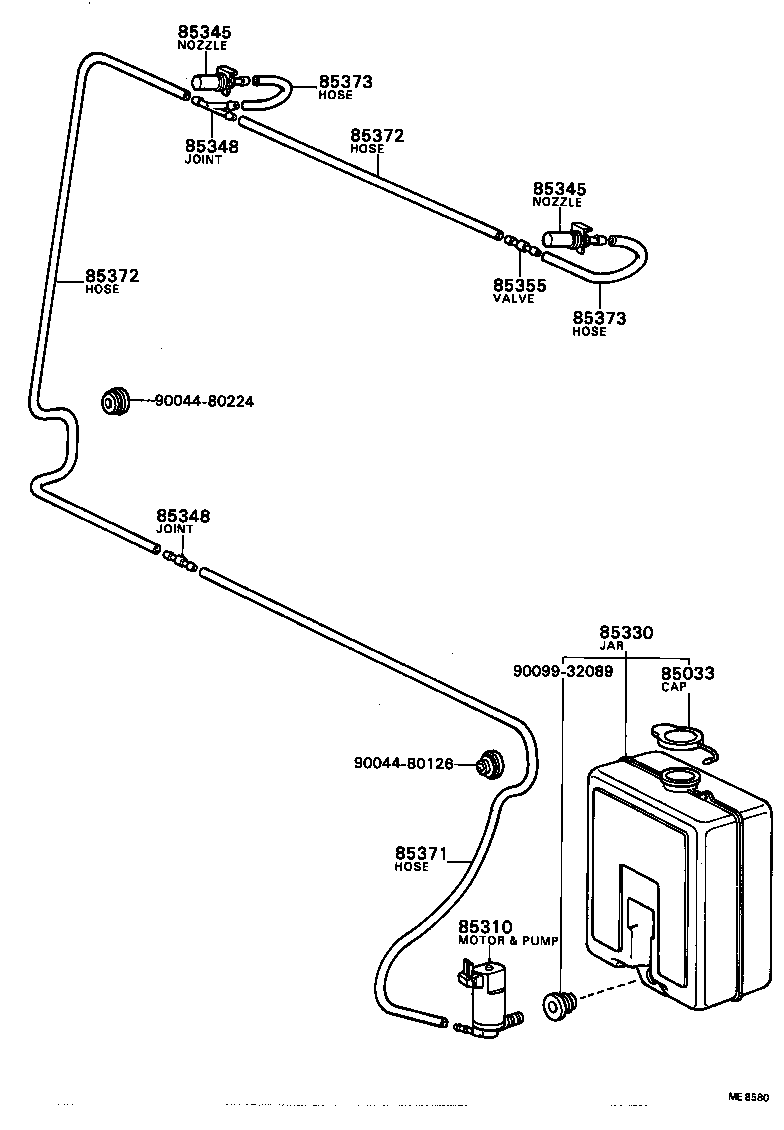 90044-46329 HOSE, WINDSHIELD WASHER (FROM MOTOR TO JOINT) product image