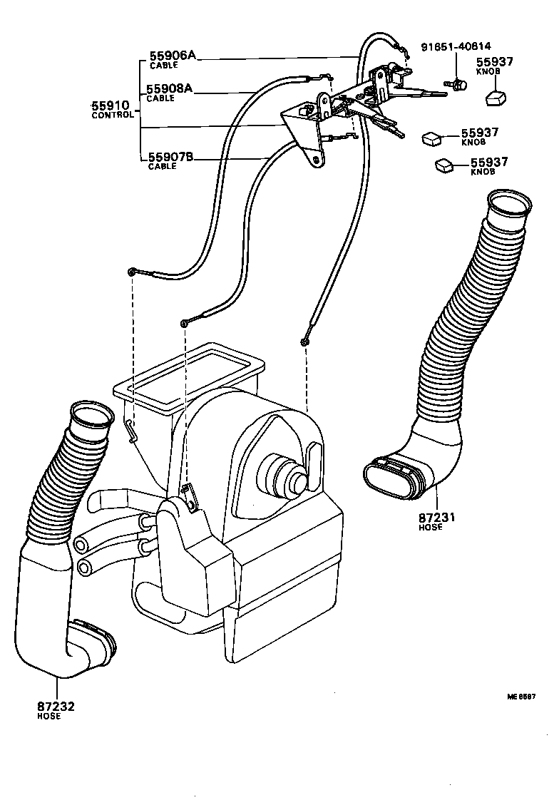 55907-87601 CABLE SUB-ASSY, TEMPERATURE DAMPER CONTROL product image