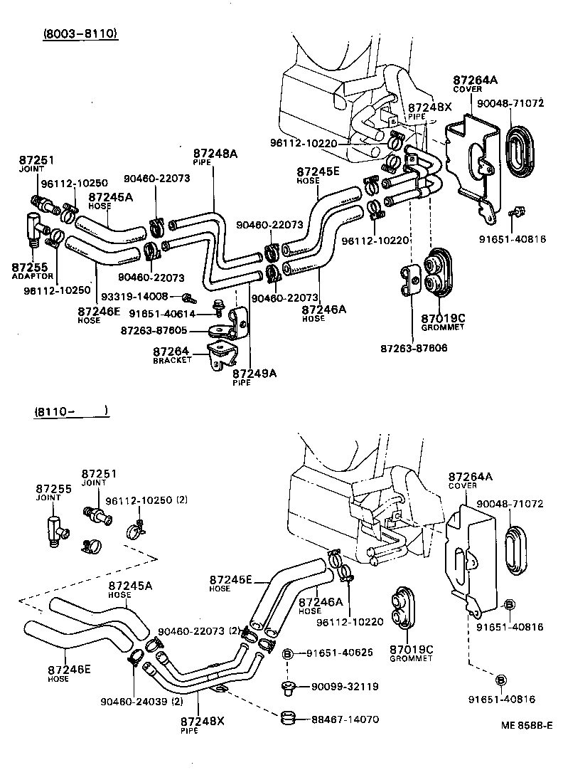 87156-87602 PIPE, HEATER WATER INLET, A product image