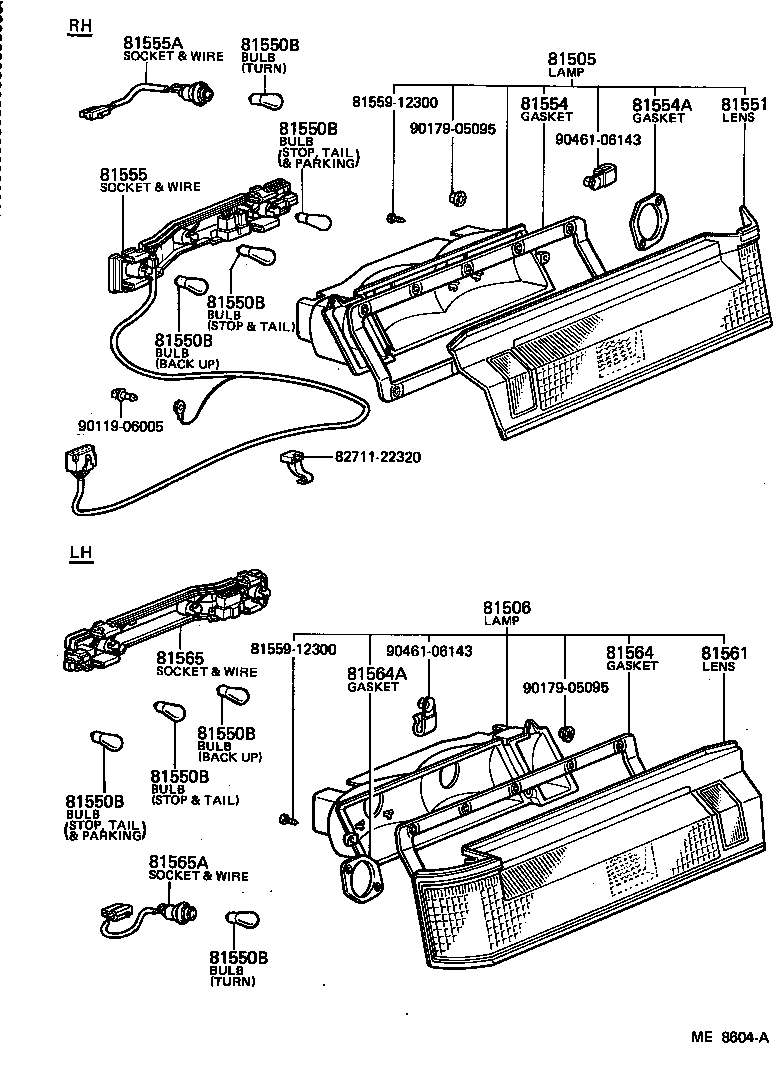 81565-22480 SOCKET & WIRE SUB-ASSY, REAR COMBINATION LAMP, LH product image