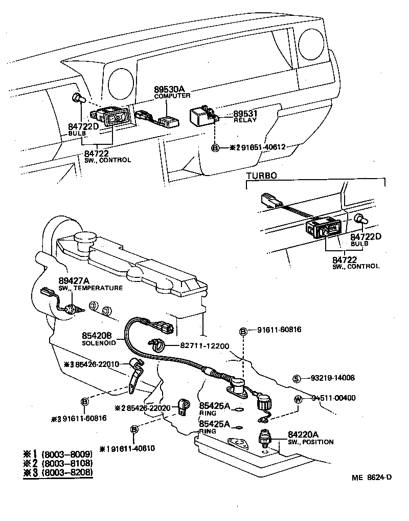 89531-22020 RELAY, TRANSMISSION CONTROL product image