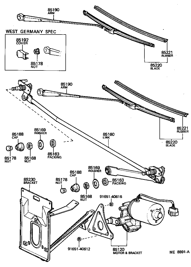 85182-95A00 NUT (FOR FRONT WIPER ARM SETTING) product image