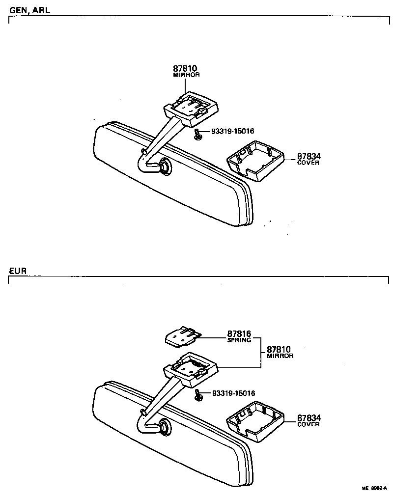 87910-39185 MIRROR ASSY, OUTER REAR VIEW, RH product image