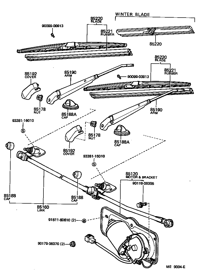 85120-90A26 MOTOR AND BRACKET ASSY, WINDSHIELD WIPER product image