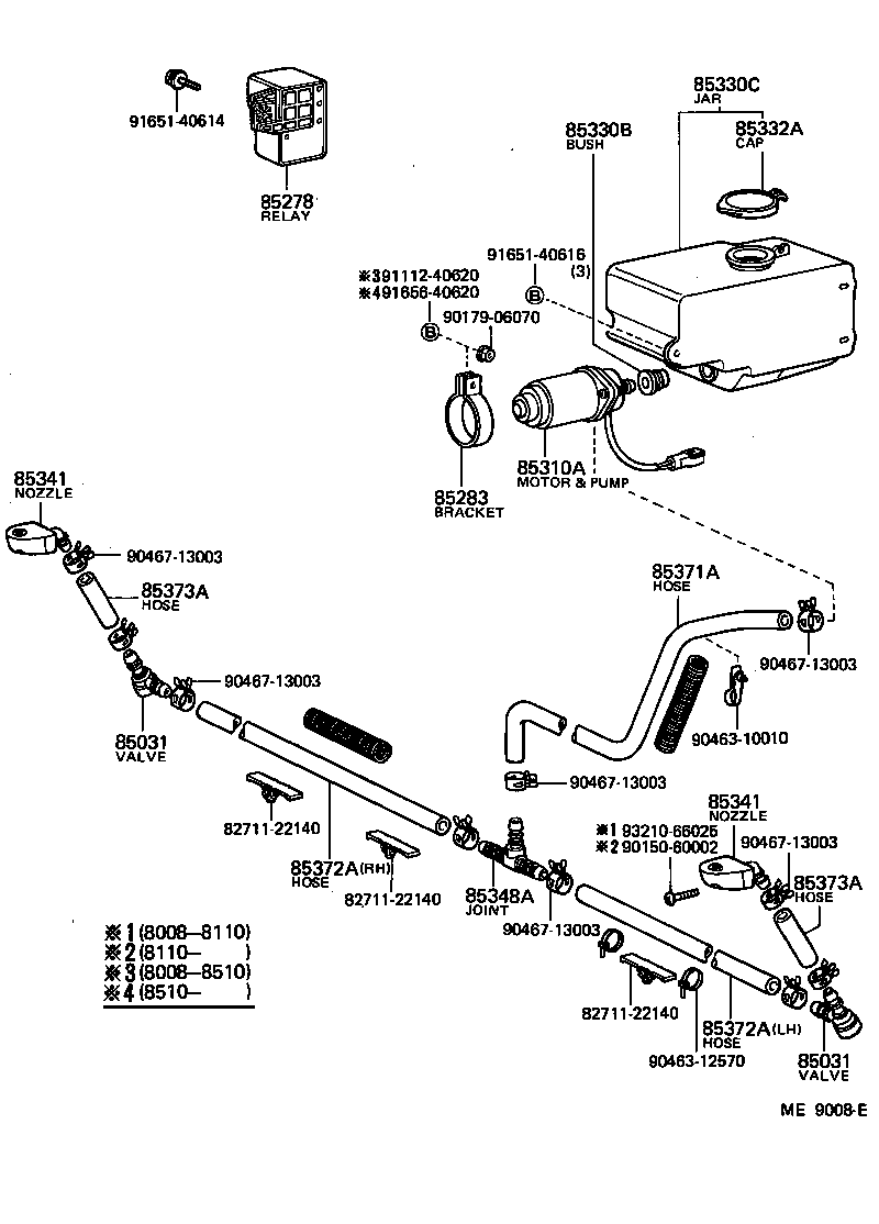 85310-90A02 MOTOR AND PUMP ASSY, HEADLAMP CLEANER WASHER product image