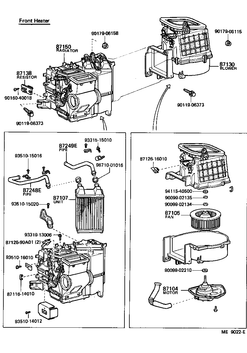 Toyota 87107-90A01 UNIT SUB-ASSY, REAR HEATER
